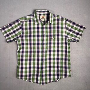 Dakota Grizzly Plaid Shirt Short Sleeve‎ Western Snap Front Casual Green Mens L